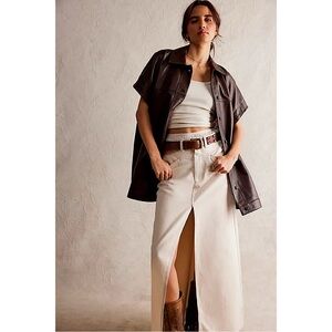 We the Free People Come As You Are Denim‎ Maxi Skirt Wisp Cream 12